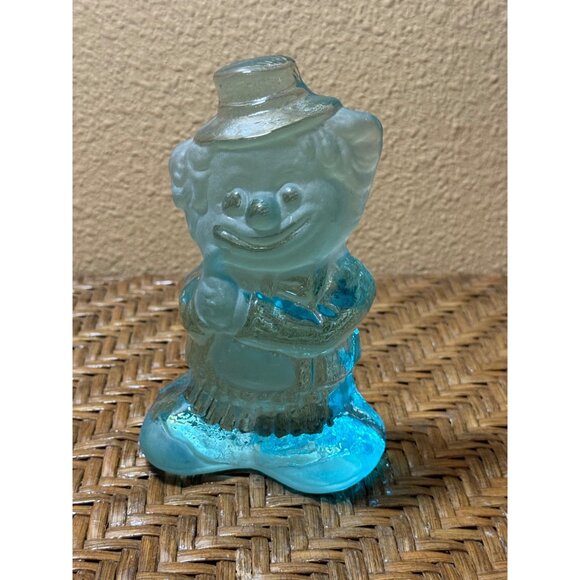 Vintage Viking  Glass Frosted Clown Figurine In Blue - Picture 1 of 8